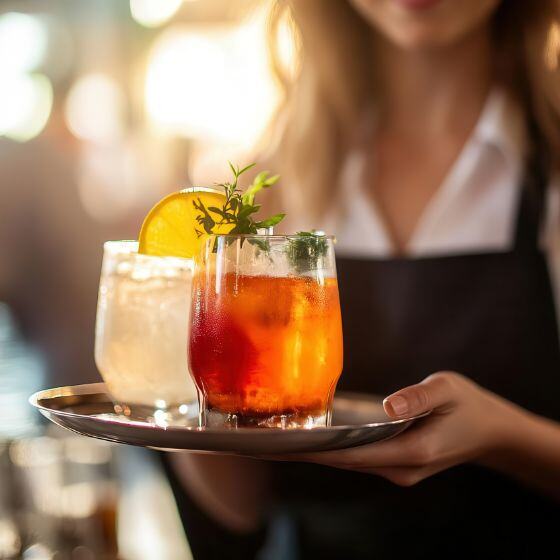 Server with drink tray
